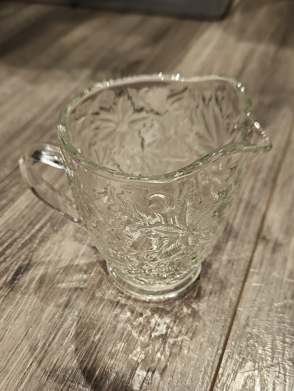 Princess House Fantasia Clear Embossed Glass Creamer & Surgar Set w/Floral Motif